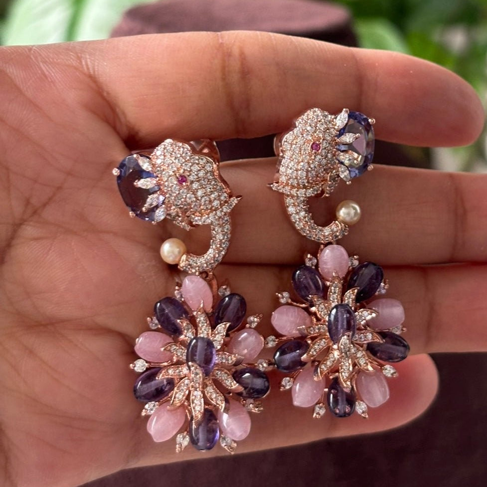 Regal Elephant Floral Earrings - MR Jewels